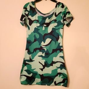 Camo print mini dress